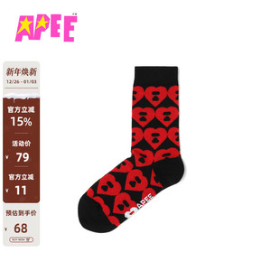 APEE配饰心型图案提花中筒袜F249A5P