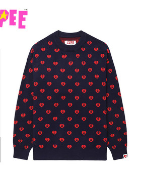 APEE女装秋冬心型图案满幅提花圆领针织衫F131A5P