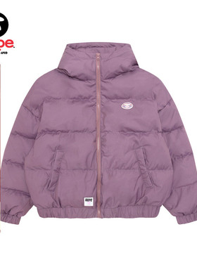 Aape旗舰店女装秋冬猿人徽章纯色连帽羽绒服面包服外套7755XXP