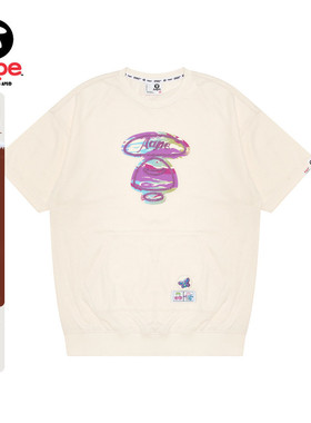 Aape旗舰店女装春夏迷彩猿人徽章字母印花宽松连衣裙8490XXM