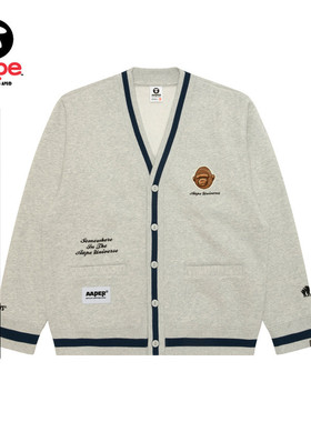 Aape旗舰店男装秋冬猿人军团刺绣薄绒卫衣开衫外套C374XAP