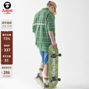 Aape旗舰店男装 A602XXK 春夏猿人徽章刺绣立体压凸图案牛仔短裤