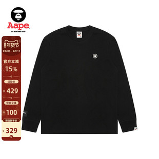 Aape旗舰店男装秋冬猿人徽章简约潮流休闲长袖T恤1715XXP