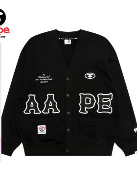 Aape旗舰店男装秋冬猿人字母徽章休闲潮流卫衣开衫外套C393XXP