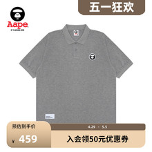 Aape旗舰店男装春夏猿颜徽章字母印花宽松休闲翻领POLO衫1359XXM