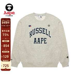 Aape联名RUSSELL男装秋冬经典徽章复古薄绒圆领卫衣9782XXP
