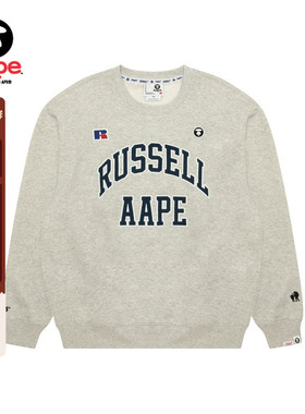 Aape联名RUSSELL男装秋冬经典徽章复古薄绒圆领卫衣9782XXP
