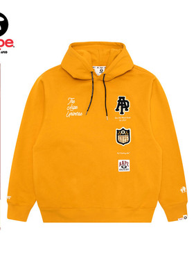 Aape旗舰店男装秋冬校园猿人毛巾徽章休闲潮流连帽卫衣C386XXP