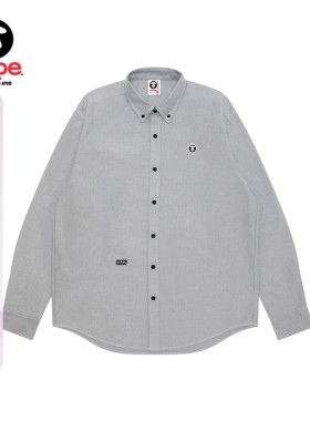 Aape旗舰店男装春季小标徽章休闲简约翻领长袖衬衫8539XXP