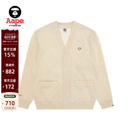 Aape旗舰店男装秋冬爱心徽章简约潮流卫衣开衫外套C353XAP