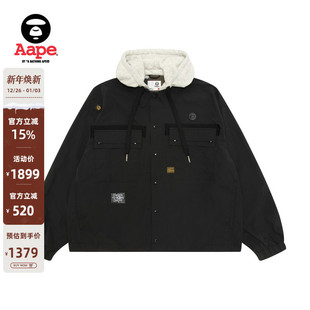 Aape旗舰店男装 秋冬可拆卸帽做旧徽章休闲薄夹克外套7765XXP