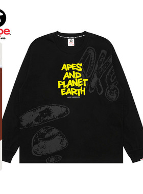 Aape旗舰店男装秋冬字母图案印花休闲潮流长袖T恤1728XXP