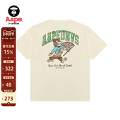 Aape旗舰店男装 春夏猿人校园字母印花休闲潮流短袖 T恤1630XXO