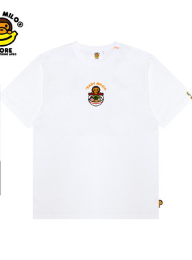 BABY MILO STORE女装卡通拉面小猴图案印花短袖T恤0457XXQ