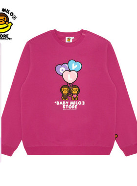 BABY MILO STORE女装春秋爱心气球小猴休闲红色圆领卫衣3035XXN