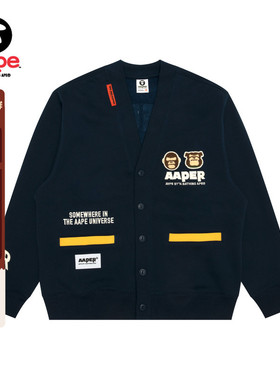 Aape旗舰男装秋冬猿人军团毛巾徽章厚绒卫衣开衫外套C316XXN