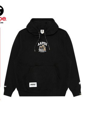 Aape旗舰店男装秋冬猿人军团徽章休闲潮流薄绒连帽卫衣C370XXP