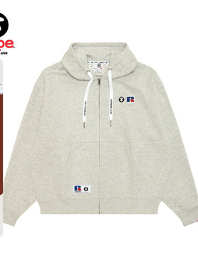 Aape联名RUSSELL男装秋冬经典徽章潮流薄绒卫衣外套9781XXP