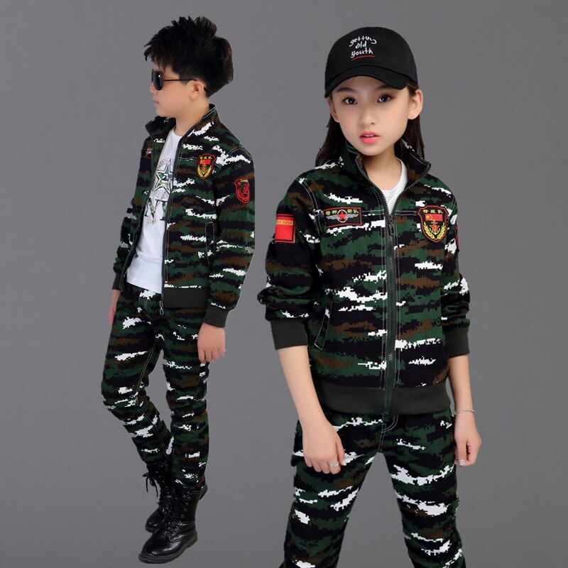 儿童迷彩服套装军训服男女小学生运动会服装表演服幼儿园演出服装