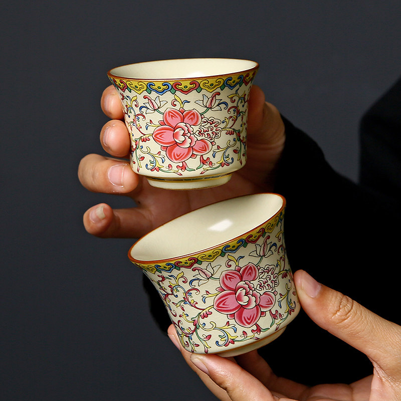 汝窑缠枝莲茶杯单杯主人杯品茗杯