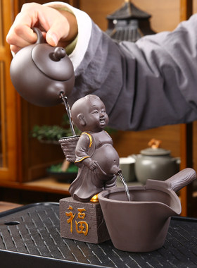 紫砂尿童茶宠摆件精品可养茶玩