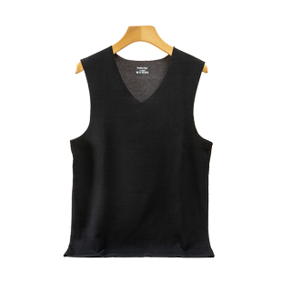 羊绒蚕丝男士背心秋冬季贴身保暖内搭发热无痕德绒无袖v领打底衫