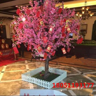 仿真桃花树许愿树桃花枝大厅办公区户外装饰假树新年年会花树包邮
