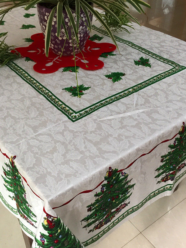 欧美圣诞树长方形田园风餐桌布