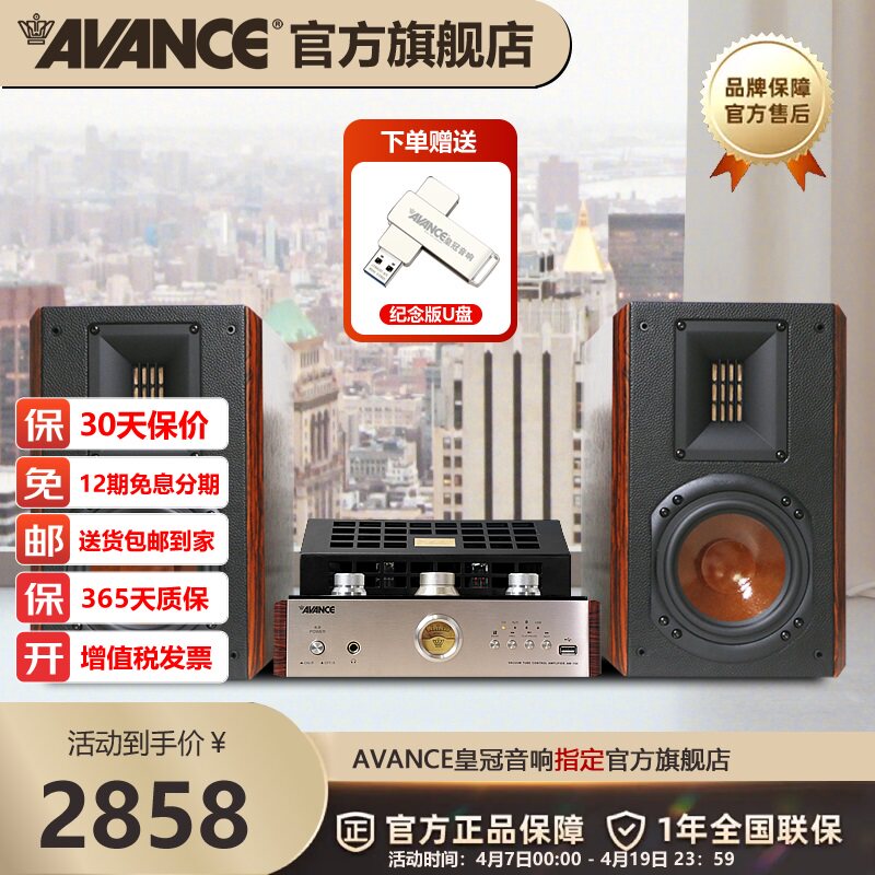 AVANCE丹麦皇冠ADV380搭AW150胆机组合音响客厅发烧书架音箱套装