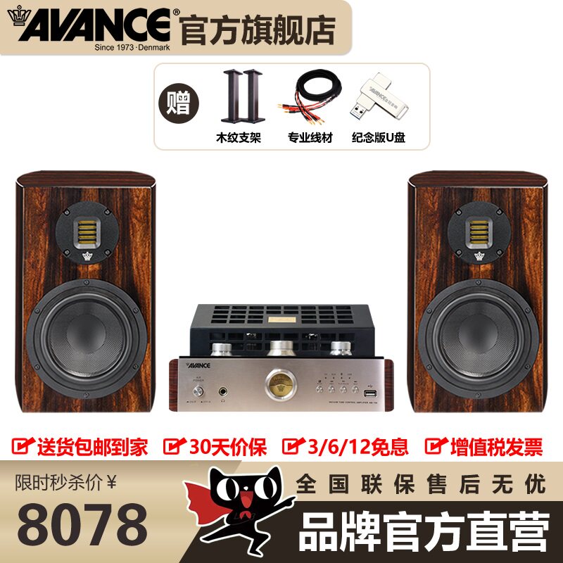 AVANCE丹麦皇冠E100/200+AW150胆机组合音响客厅发烧书架音箱套装