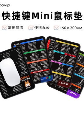 Mini快捷键鼠标垫 办公适用于Mac系统/WPS鼠标垫迷你布面锁边防滑