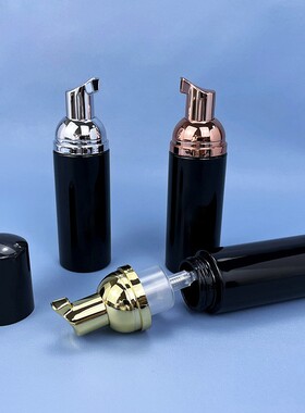 现货30ml-100mlPET黑色泡沫泵电镀金塑料瓶男士洁面化妆品慕斯瓶