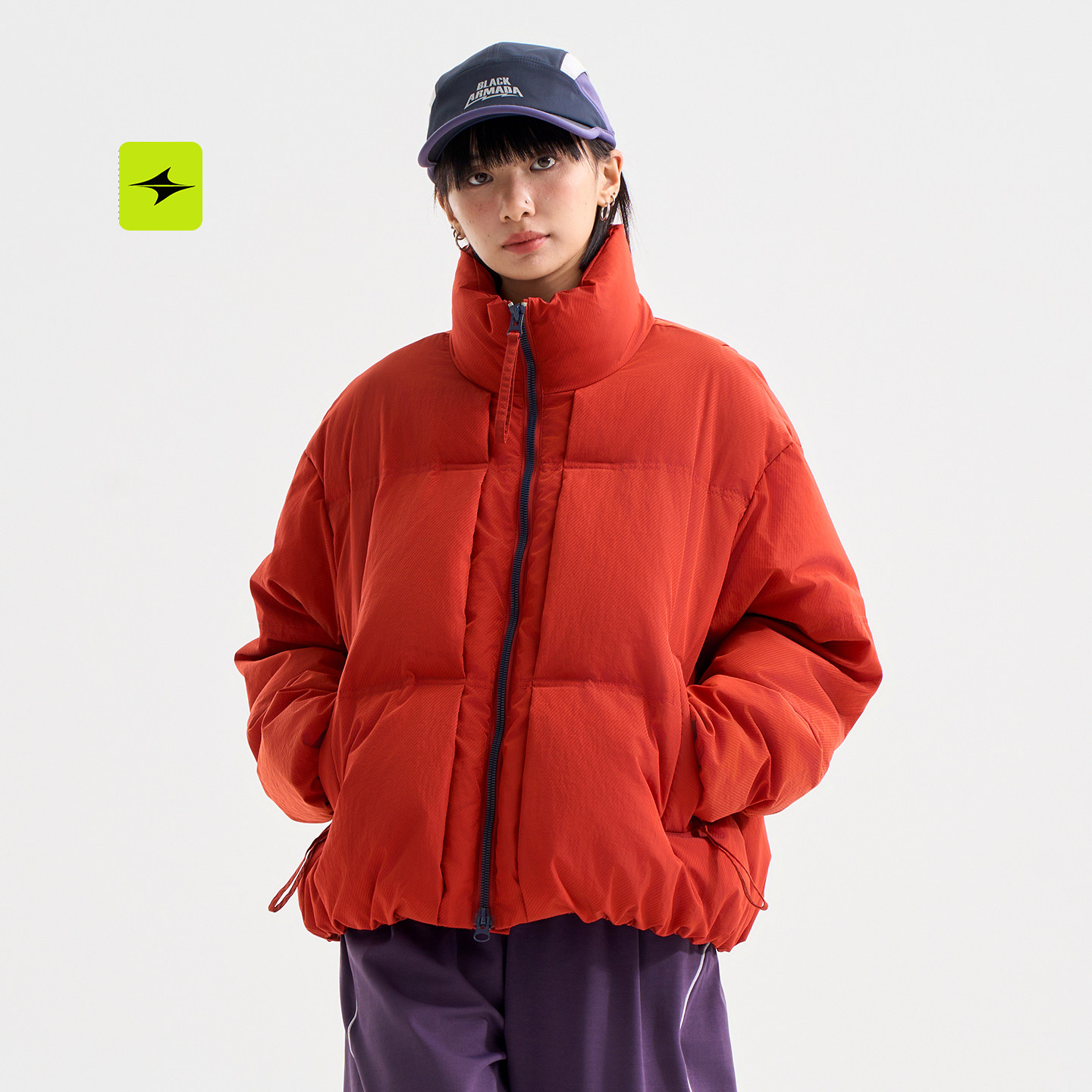 自由意志山系户外风立领短款羽绒服女90白鸭绒加厚保暖面包服外套