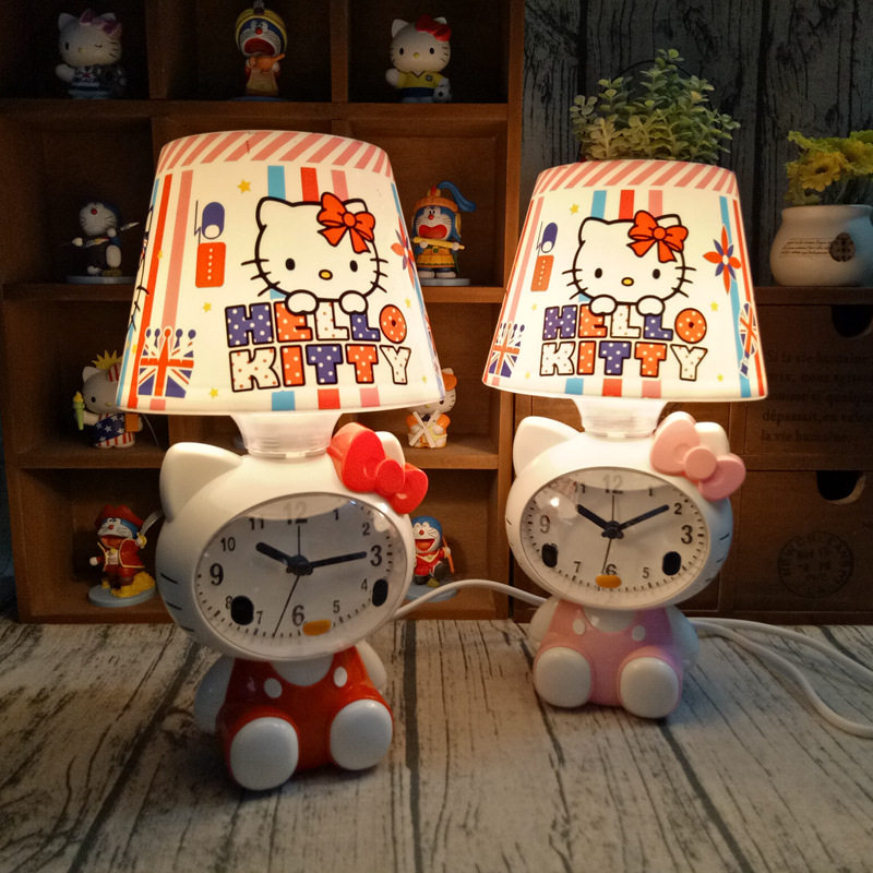 卡通hello Kitty时钟台灯 凯蒂猫KT宿舍书桌床头暖光台式夜灯礼品在类目 家装主材, 灯具灯饰, 小夜灯中 - 来自Buy2taobao.com提供专业的淘宝代购服务