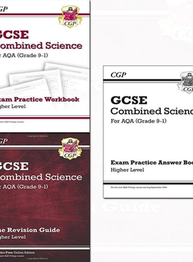 英国原版CGP AQA考试局 GCSE Combined Science Exam Practice Workbook & Revision Guide - Higher  含在线资源 英文原版