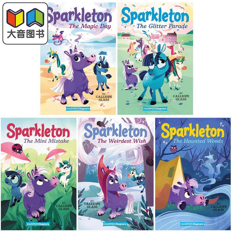 彩色章节书 独角兽的故事Sparkleton #1-5 共5册 英文原版 儿童绘本故事书 彩色插图 进口童书 Calliope Glass 大音