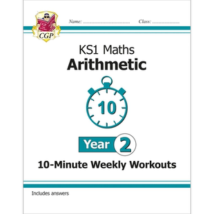 英国CGP教辅 Maths 10-Minute Weekly Workouts 数学每周10分钟 2-6年级 算术＋乘法表 KS 1-2  Arithmetic & Times Tables