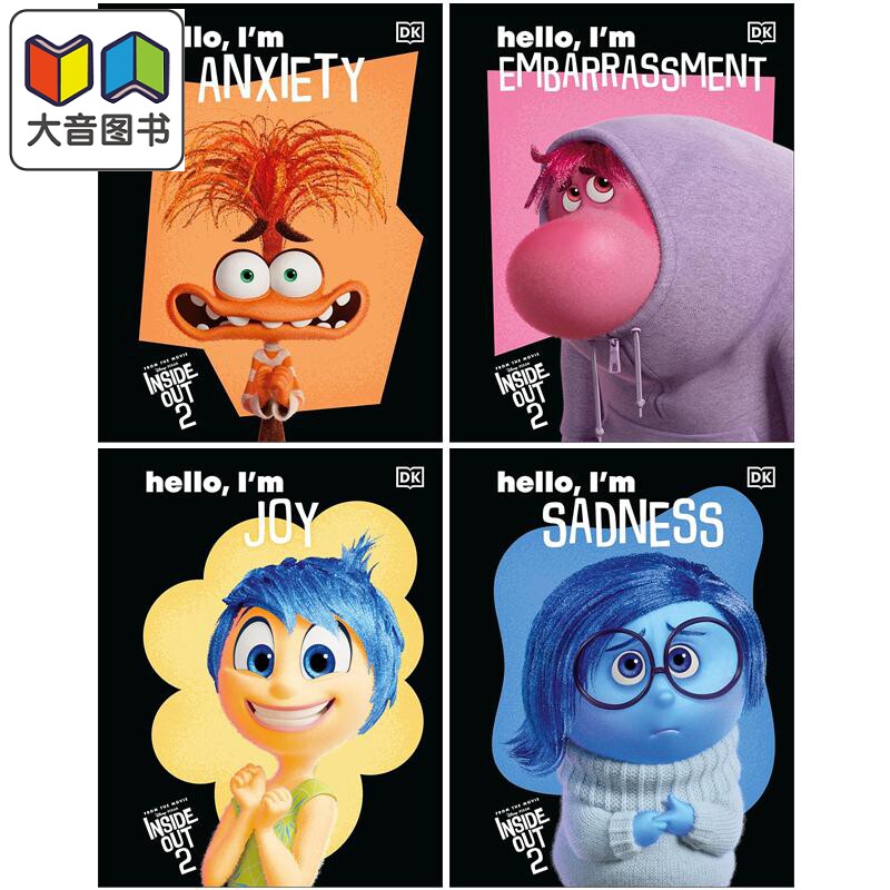 DK头脑特攻队2系列 Disney Inside Out 2 英文原版 儿童情绪读物 Hello, I'm Anxiety焦虑 Joy欢乐 Sadness悲伤 大音