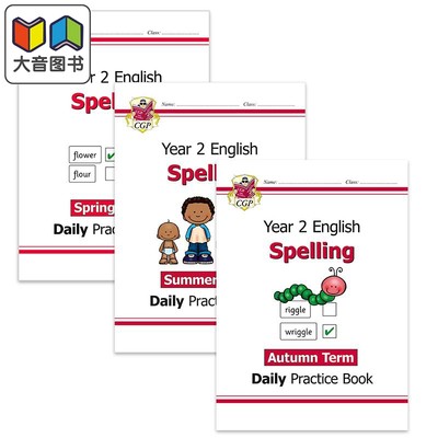 英国原版 CGP 英语拼写日常练习书小学2年级3册套装 New KS1 Spelling Daily Practice 春夏秋学期 含答案 大音