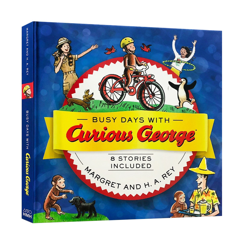 英文原版 好奇的乔治猴汪培珽第3阶段Busy Days with Curious George8个故事合集精装图画书宝宝成长益智书儿童启蒙英语学习?