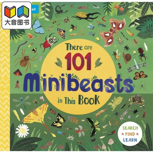 101昆虫在这里There are 101 Minibeasts in This Book英文原版 儿童动物图画书 翻翻纸板书2-6岁 配对游戏活动书 大音