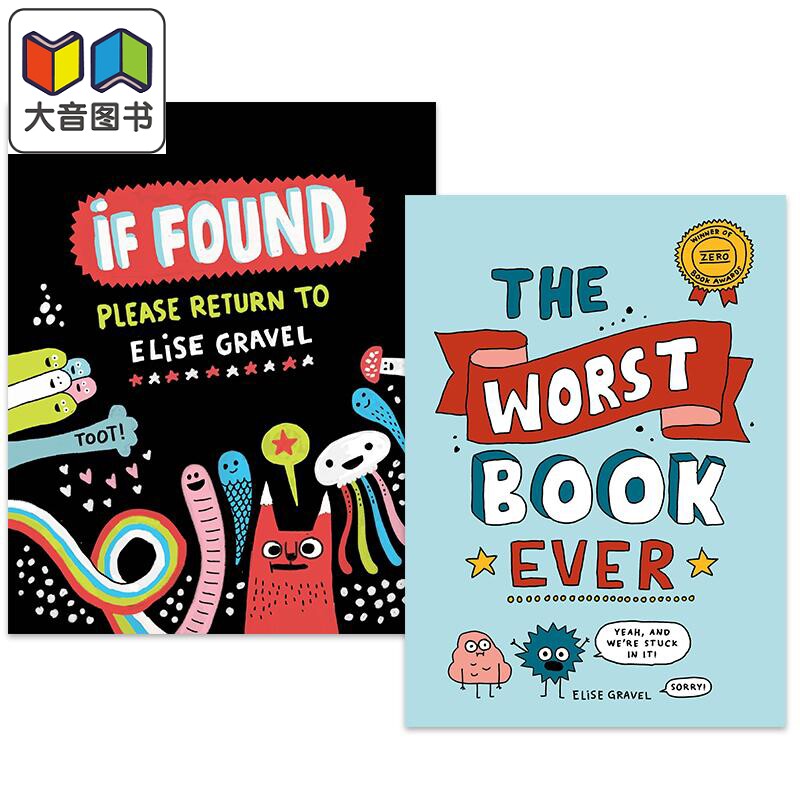 Elise Gravel 英文漫画新书2册套装 伊利斯格拉维的手账笔记 If Found Please Return 很不好的书Worst Book Ever 大音