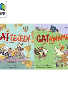 童书2册 Catawampus! Scattered! 小猫们的STEM比赛日+祖母的派对 英文原版 儿童绘本 关于数学概念的有趣故事 大音