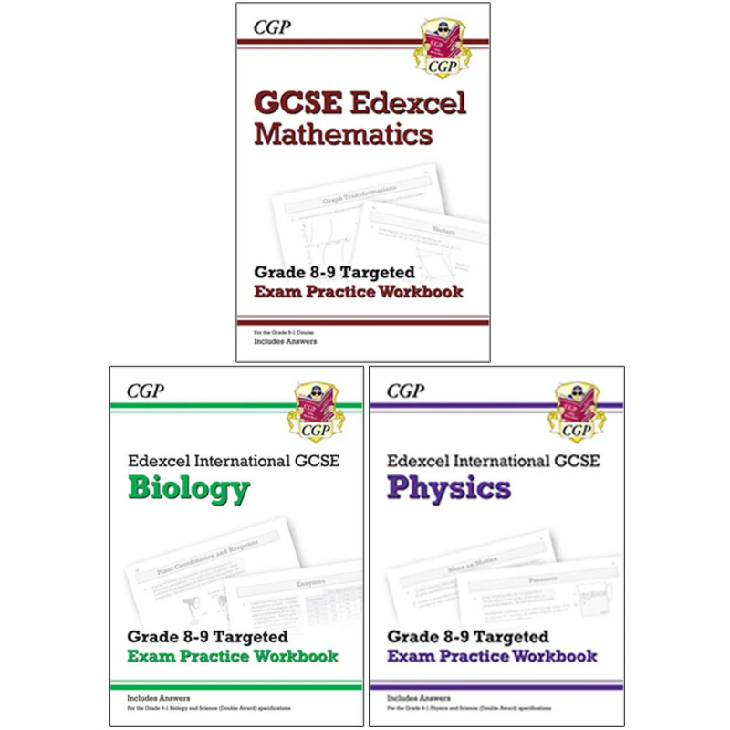 英国CGP原版 Grade 8-9 Targeted Exam Practice Workbook AQA GCSE  & Edexcel IGCSE Maths Biology Physics 英文原版含答案