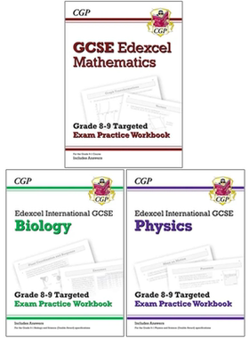 英国CGP原版 Grade 8-9 Targeted Exam Practice Workbook AQA GCSE  & Edexcel IGCSE Maths Biology Physics 英文原版含答案