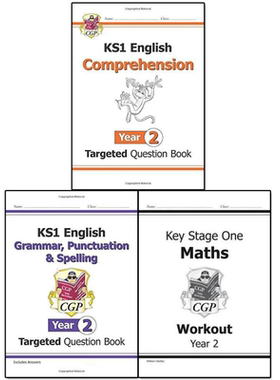 英国CGP原版 KS1 Year 2 Targeted Question Book Workout Maths English 数学手册 英语听说读写语法练习册部分含答案 英文原版