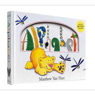 Matthew Van Fleet Alphabe 字母操作书 英文原版 精装 动物操作书系列纸板书 进口童读物 低幼亲子趣味启蒙认知触摸游戏书 3