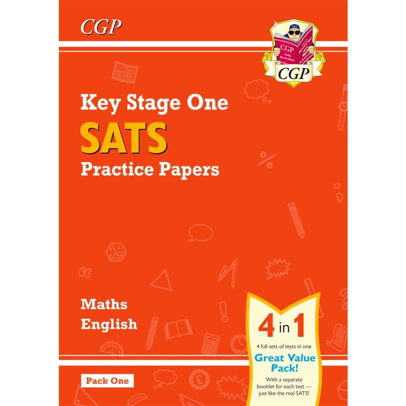 英国原版CGP教辅 KS1 Maths and English SATS Practice Papers Pack Pack 1 - 2 英文原版数学和英语小升初考试练习试卷包