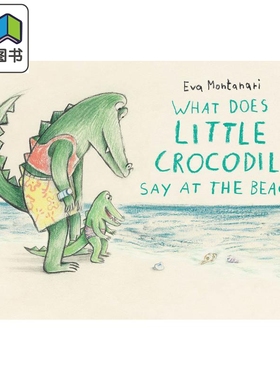 Eva Montanari 小鳄鱼在海滩 What Crocodile Say Beach 儿童绘本 动物故事图画书 亲子朗读 英文原版 进口图书 大音