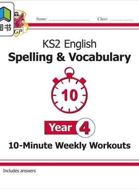 英国原版CGP教辅 新的KS2英语10分钟每周锻炼拼写和词汇第4年New KS2 English 10-Minute Weekly Workouts Spel 大音